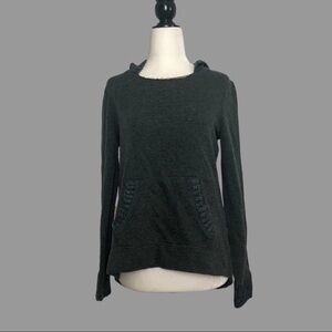 🤍 S 🤍 Aeropostale Hoodie Kangaroo Pouch Raw Hem Cable Knit Back